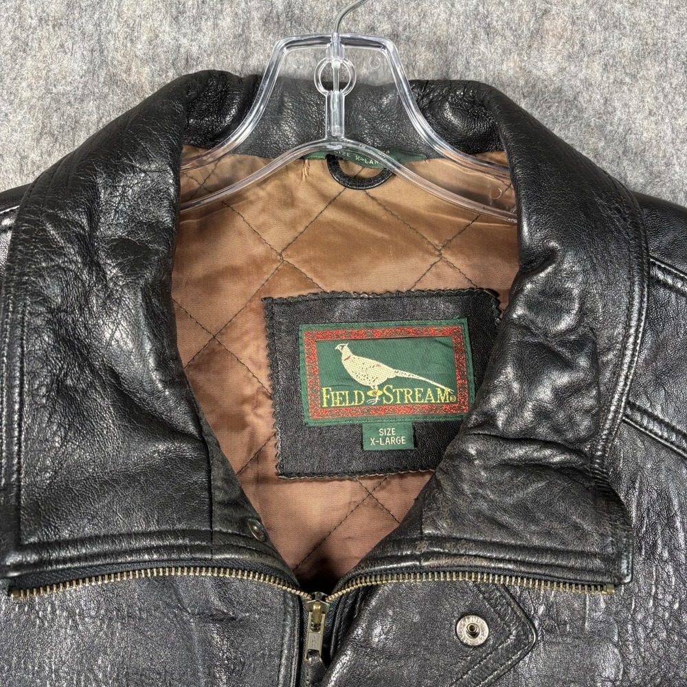 Vintage Field and Stream Leather Jacket Black Men's XL Supple Full Zip Moto - Picture 4 of 13